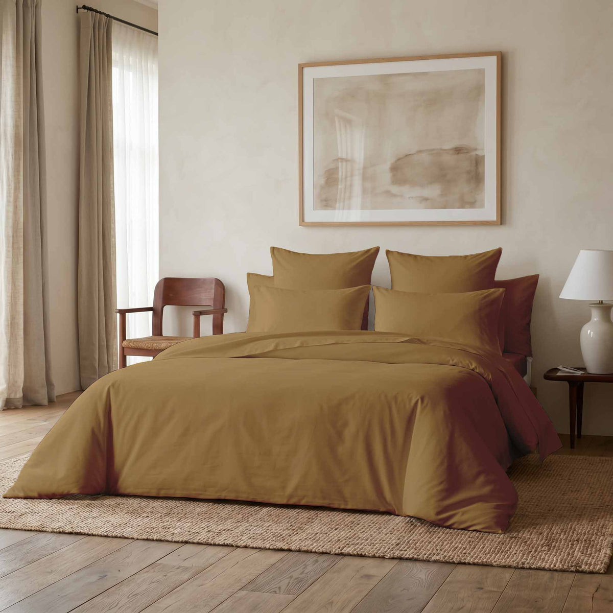 Parure de lit percale bronze