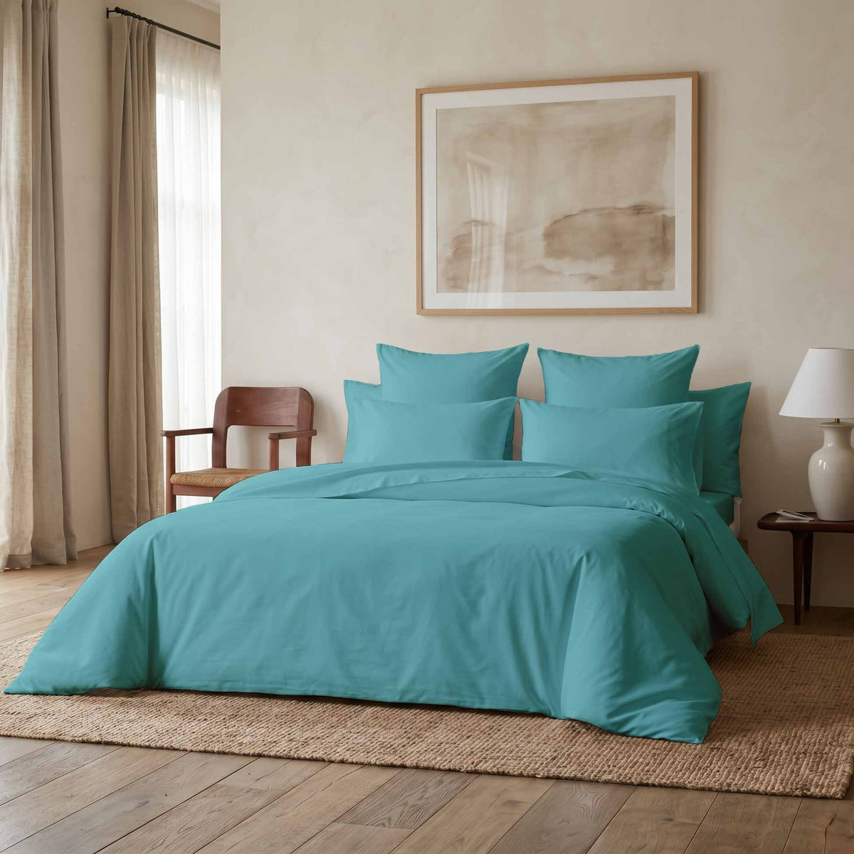 Parure de lit percale céladon