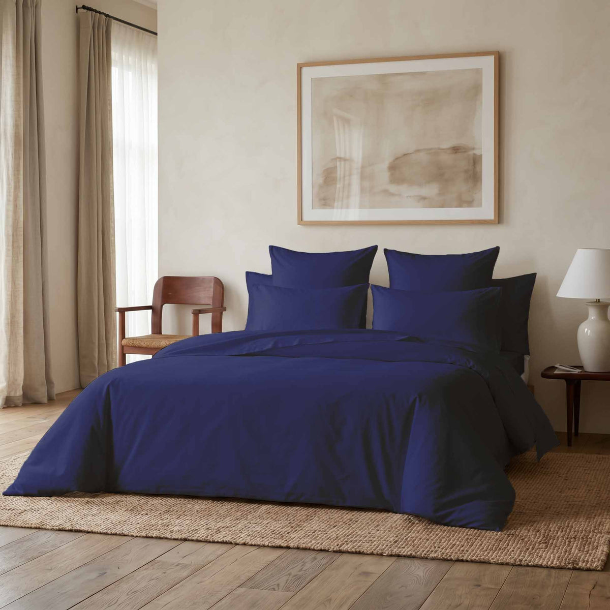 Parure de lit percale marine
