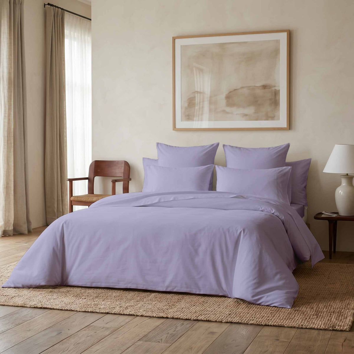 Parure de lit percale parme